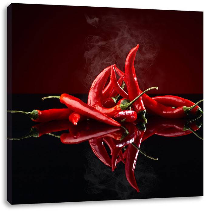 Pixxprint Feurige rote Chili Schoten, Leinwandbild Sonderangebot der Fabrik