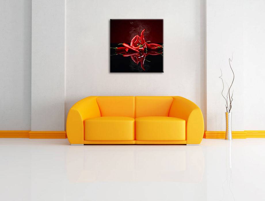Pixxprint Feurige rote Chili Schoten, Leinwandbild Sonderangebot der Fabrik