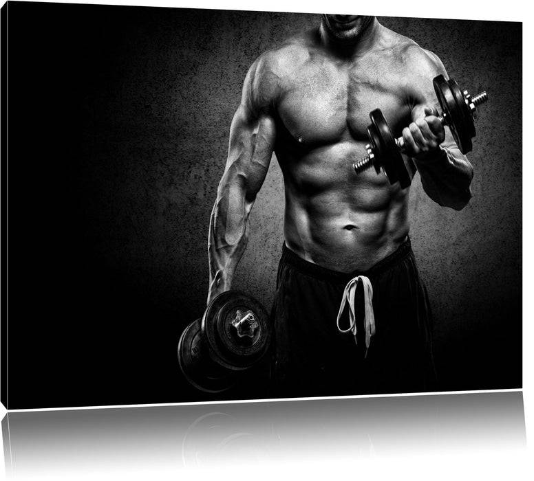 Pixxprint Trainierender Bodybuilder, Leinwandbild