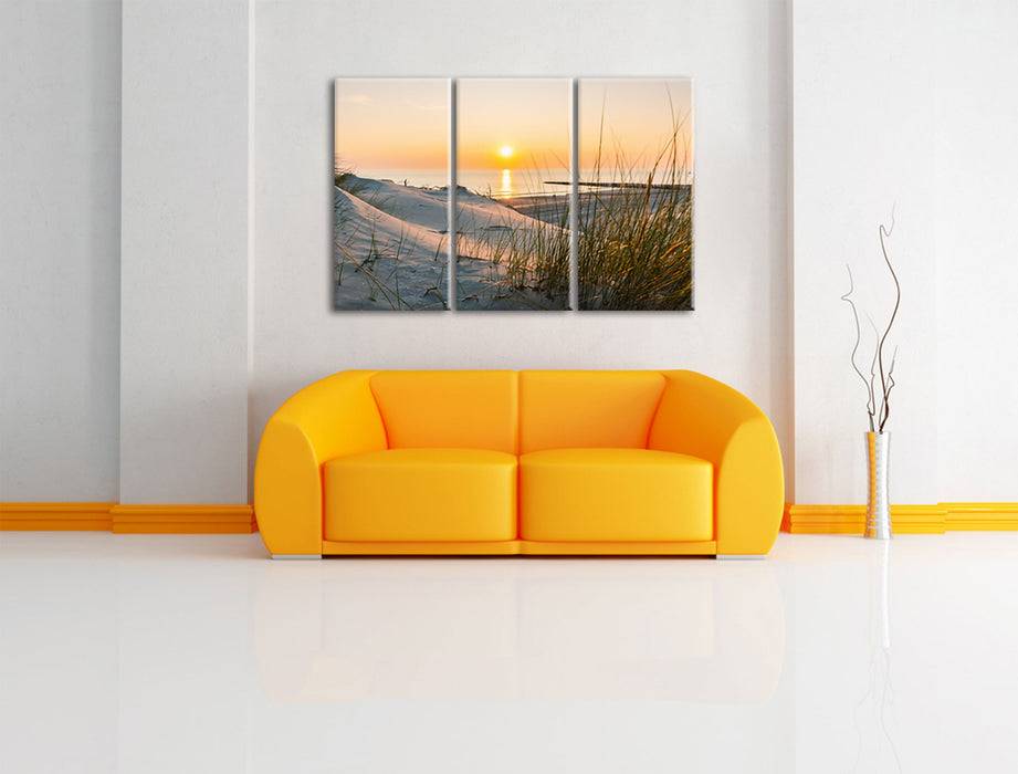 Pixxprint Dünenblick auf Meer bei Sonnenuntergang, Leinwandbild Rabatte dieses Monats