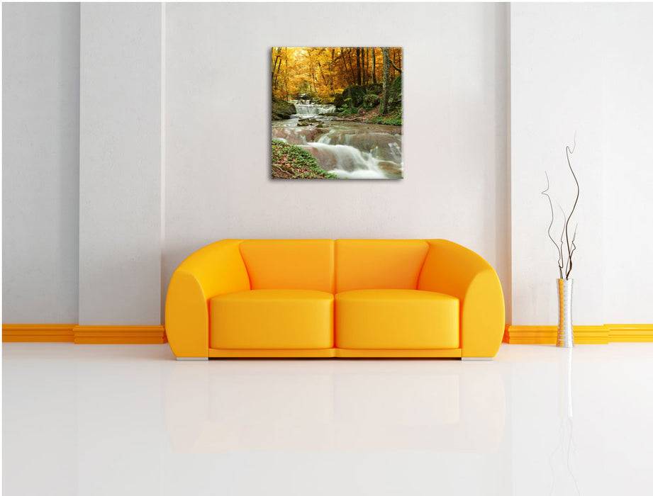 Pixxprint Waldbach im Herbst, Leinwandbild Auslauf