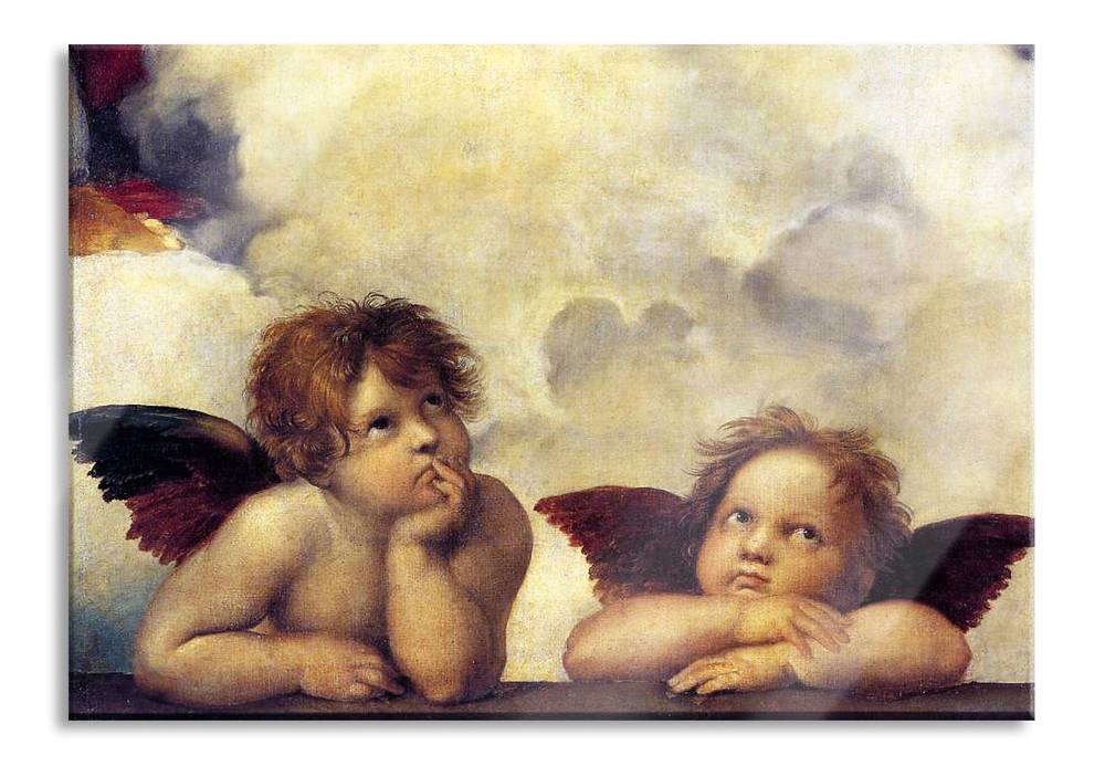 Pixxprint Raffael - Sixtinische Madonna zwei Engel, Glasbild