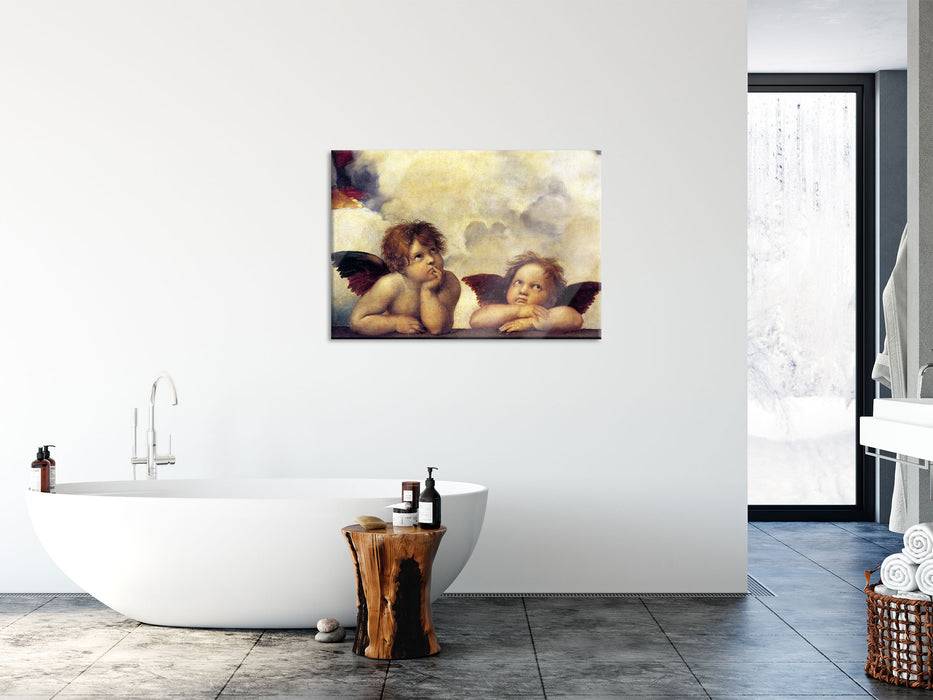 Pixxprint Raffael - Sixtinische Madonna zwei Engel, Glasbild Vatertagsangebot