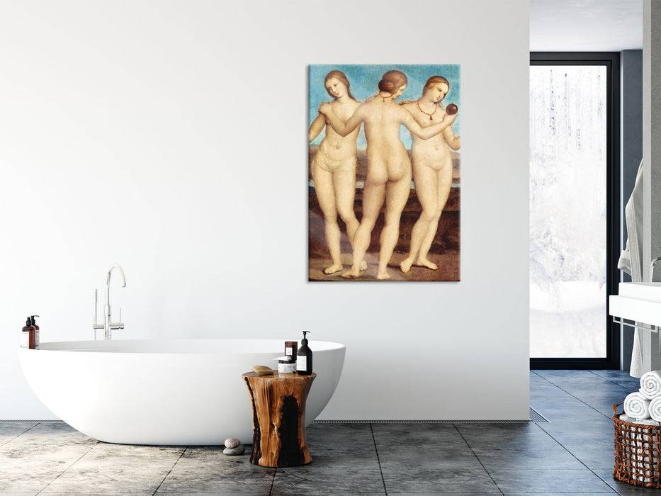 Pixxprint Raffael - Die drei Grazien , Glasbild Jubiläumsangebot