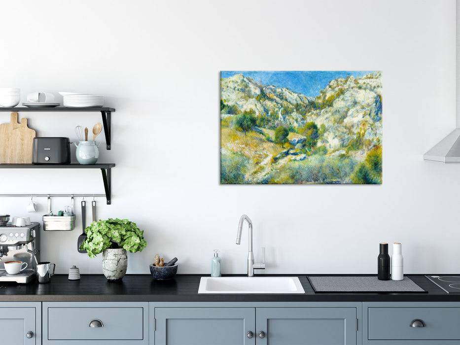 Pixxprint Pierre-Auguste Renoir - Felsige Klippen bei Estaque , Glasbild Heißer Verkauf