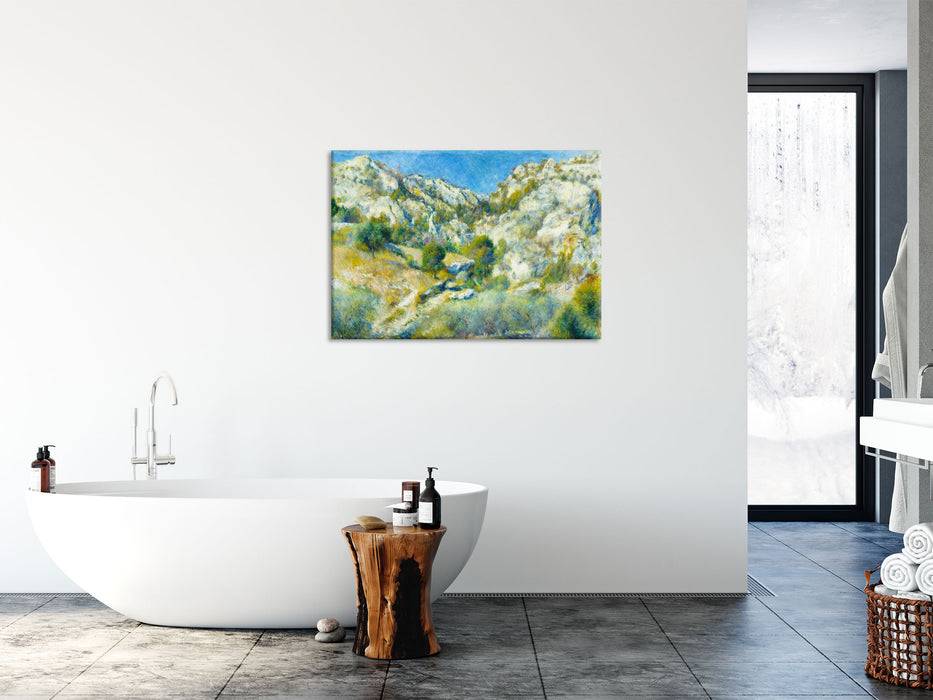 Pixxprint Pierre-Auguste Renoir - Felsige Klippen bei Estaque , Glasbild Heißer Verkauf