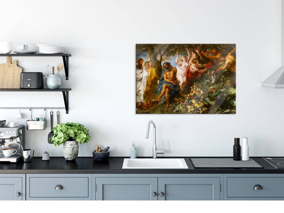 Pixxprint Peter Paul Rubens - Pythagoras verteidigt die vegetaris, Glasbild Bestseller