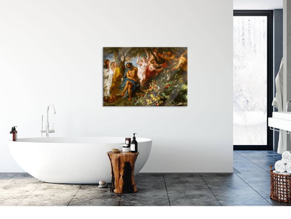 Pixxprint Peter Paul Rubens - Pythagoras verteidigt die vegetaris, Glasbild Bestseller