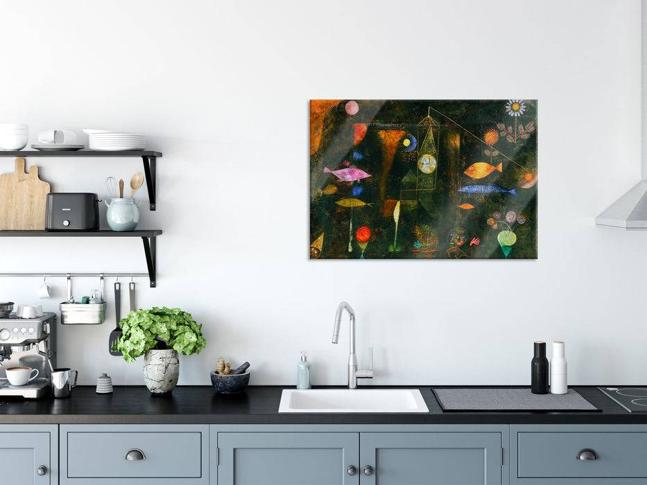 Pixxprint Paul Klee - Fischzauber, Glasbild Riesige Ersparnisse