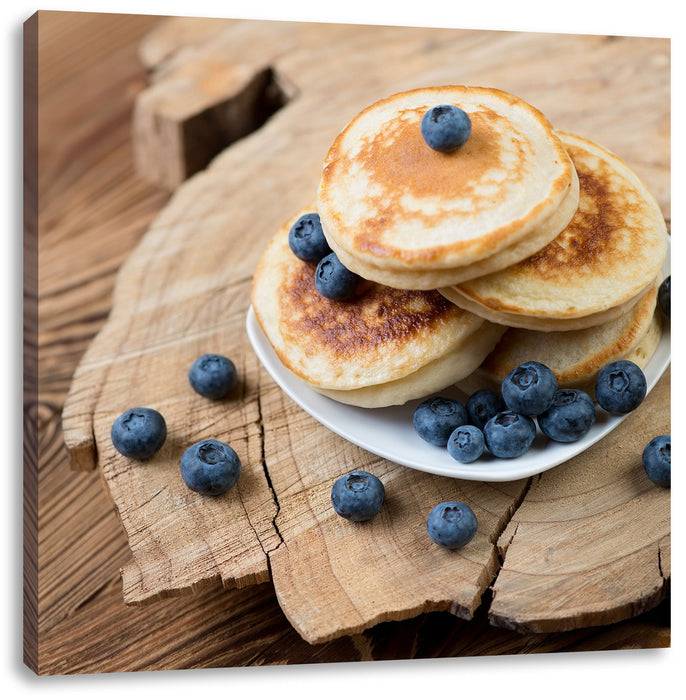 Pixxprint Pancakes mit Blaubeeren, Leinwandbild VIP-Rabatte