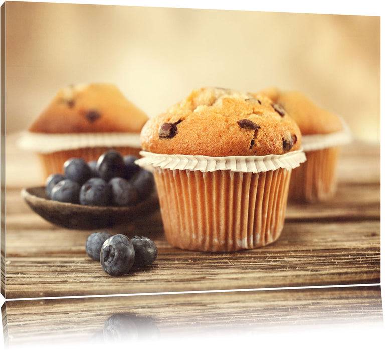 Pixxprint Muffins mit Blaubeeren, Leinwandbild