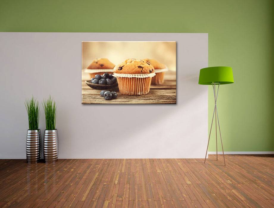 Pixxprint Muffins mit Blaubeeren, Leinwandbild Tiefpreis