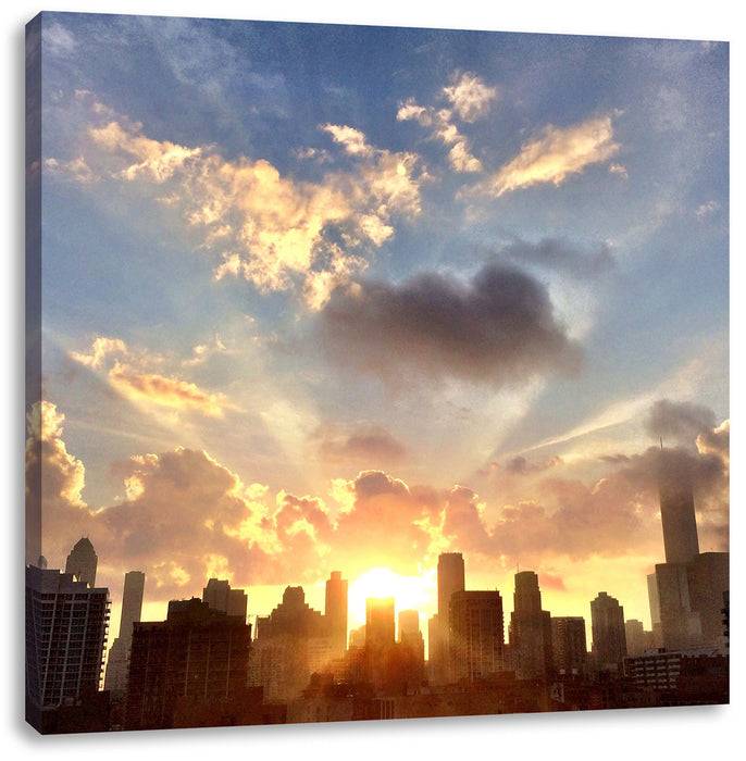 Pixxprint Chicago Skyline im Sonnenaufgang, Leinwandbild Letzte 2 Tage