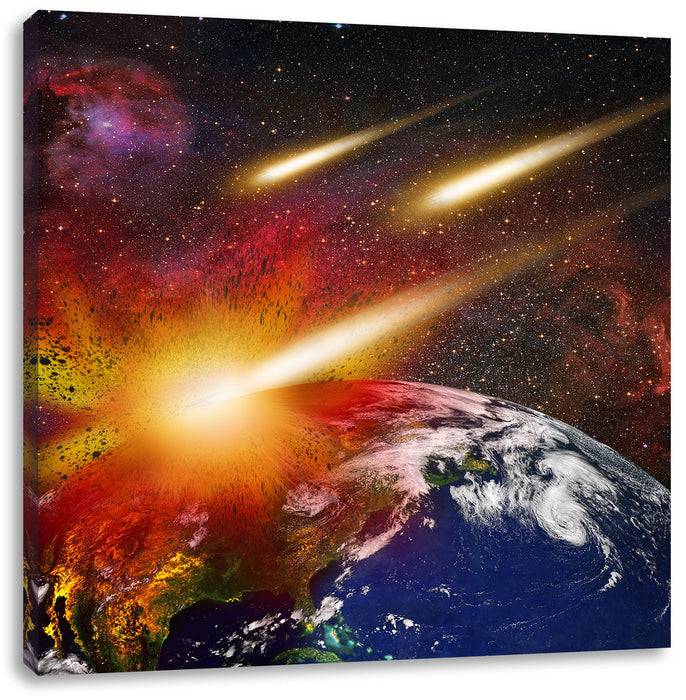Pixxprint Erde mit Kometeneinschlag, Leinwandbild Bis zu 50% Rabatt