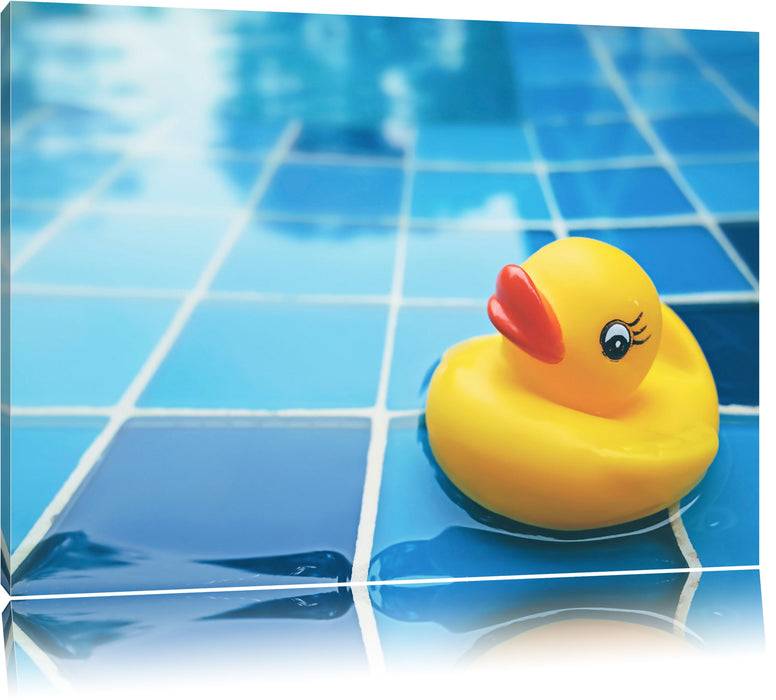 Pixxprint Quietsche Ente im Bad, Leinwandbild