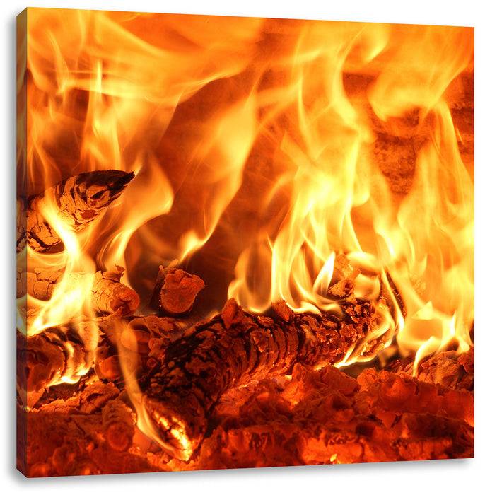 Pixxprint Gemütliches Holz im Feuer, Leinwandbild Discount Store für neue Produkte