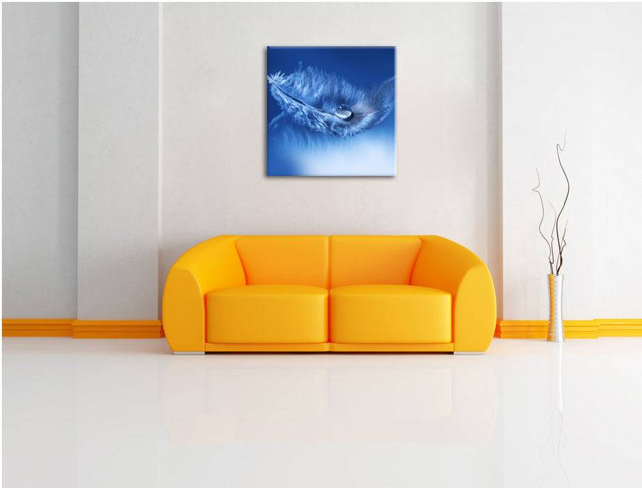 Pixxprint Wassertropfen auf Feder, Leinwandbild Super Rabatt