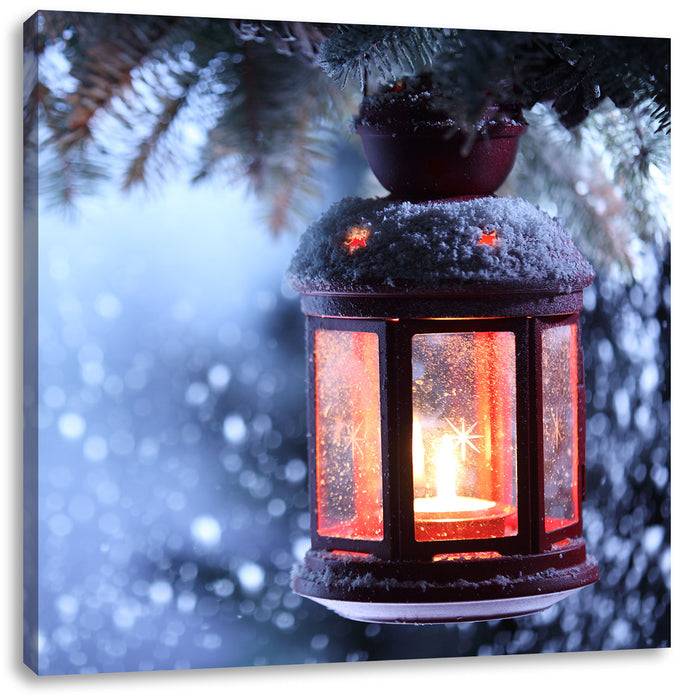 Pixxprint Laterne im Winter, Leinwandbild 50% Rabatt mit kostenlosem Versand