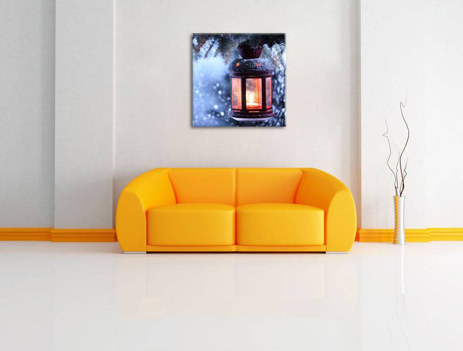Pixxprint Laterne im Winter, Leinwandbild 50% Rabatt mit kostenlosem Versand