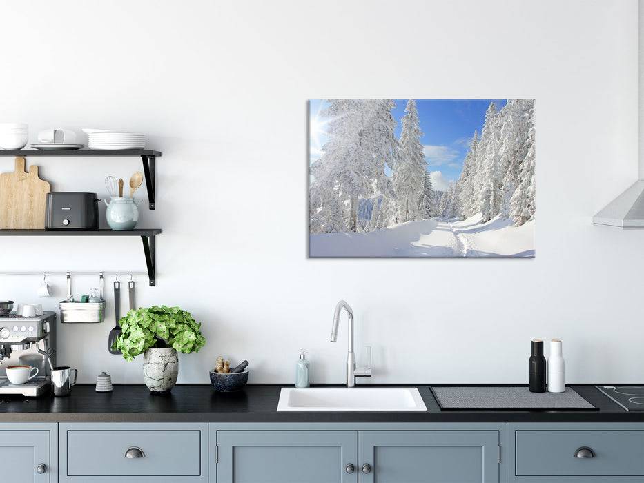 Pixxprint Winterlandschaft Bäume, Glasbild 50% Rabatt für begrenzte Zeit
