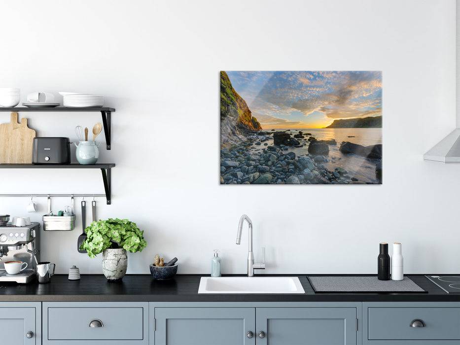 Pixxprint Felsen am Strand, Glasbild Online