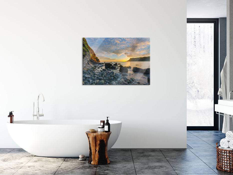 Pixxprint Felsen am Strand, Glasbild Online