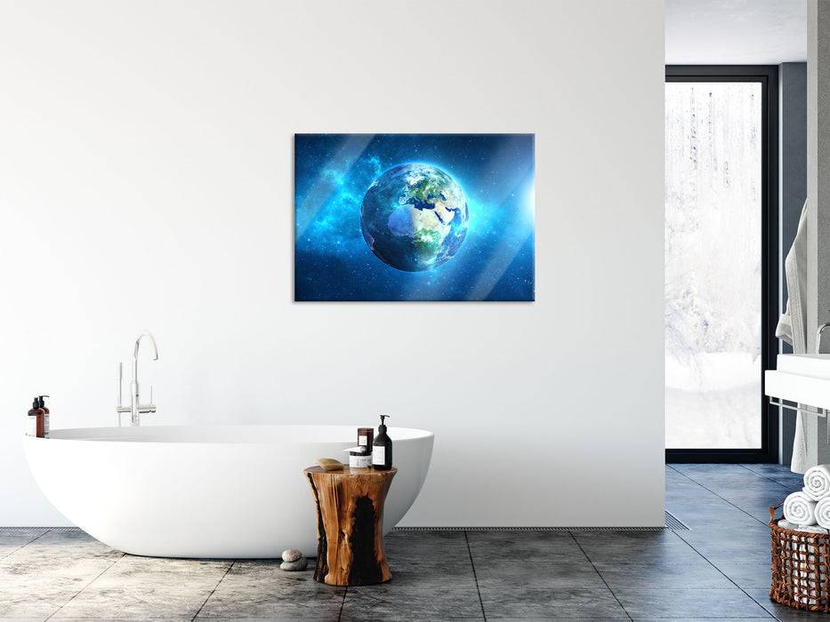 Pixxprint Erde im Universum, Glasbild Auslauf