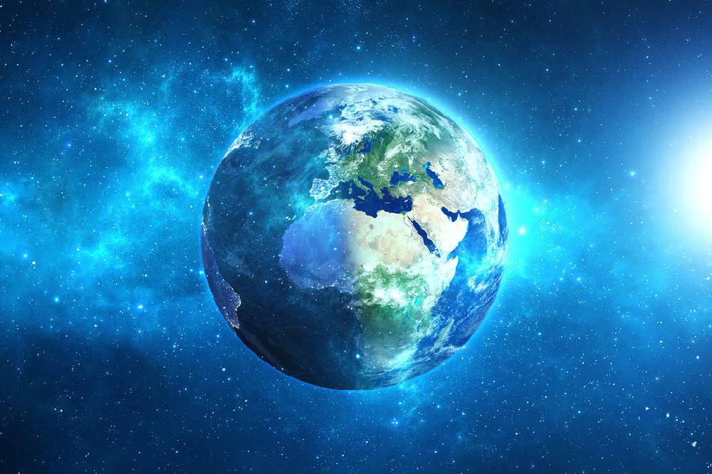 Pixxprint Erde im Universum, Glasbild Auslauf