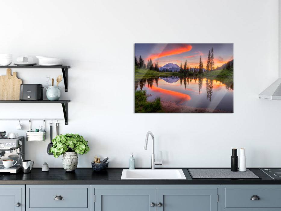 Pixxprint Sonnenaufgang Berglandschaft, Glasbild Verkauf