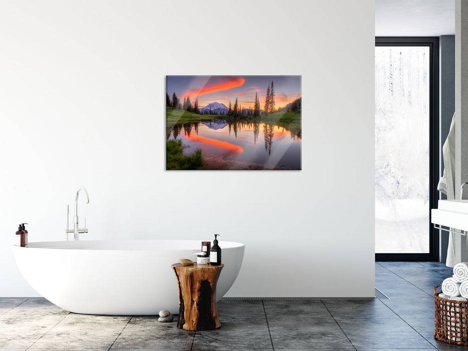 Pixxprint Sonnenaufgang Berglandschaft, Glasbild Verkauf