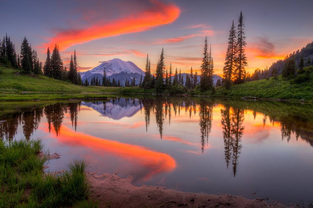 Pixxprint Sonnenaufgang Berglandschaft, Glasbild Verkauf