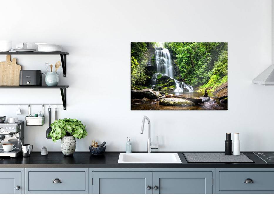 Pixxprint Bergbach Wasser Steine, Glasbild Blitzverkäufe