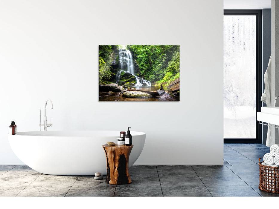 Pixxprint Bergbach Wasser Steine, Glasbild Blitzverkäufe
