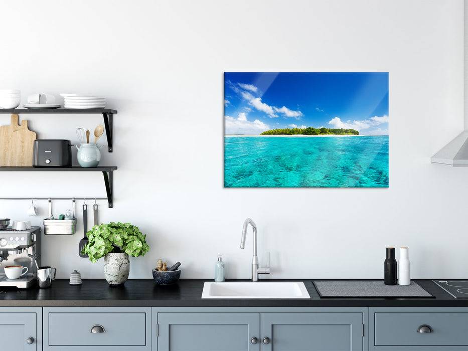 Pixxprint Traumhafte Insel, Glasbild Kostenloser Versand