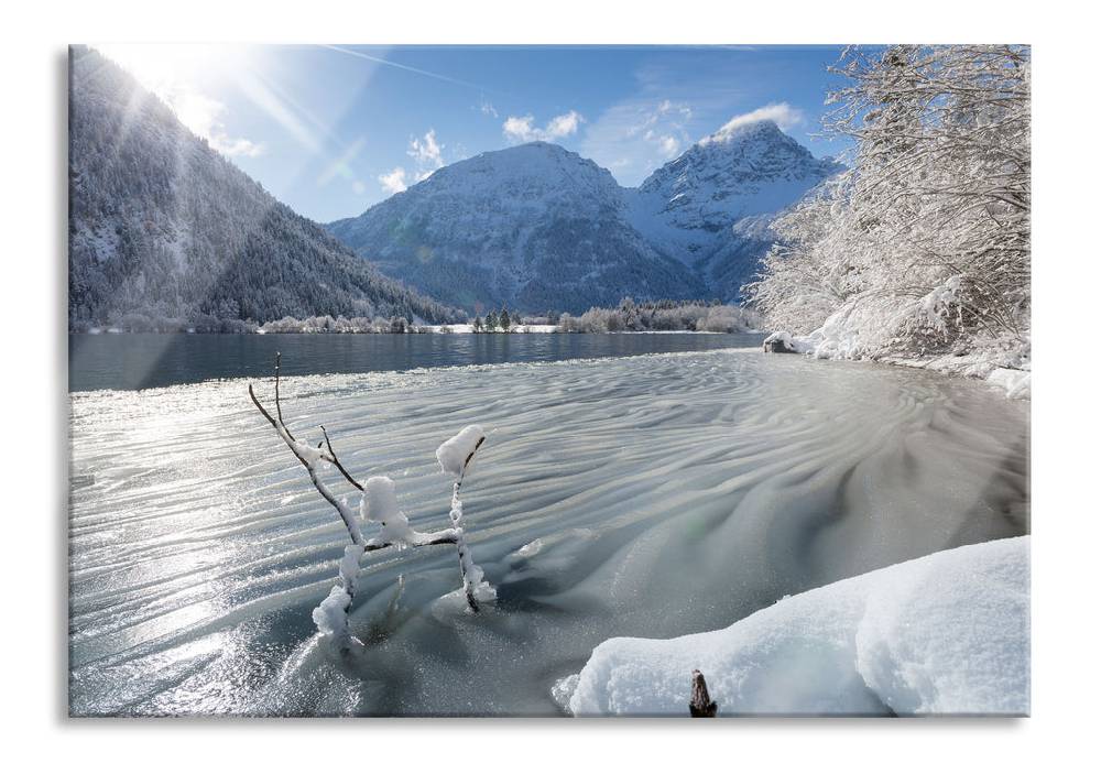 Pixxprint Winterlandschaft See, Glasbild Limitierter Zeitrabatt