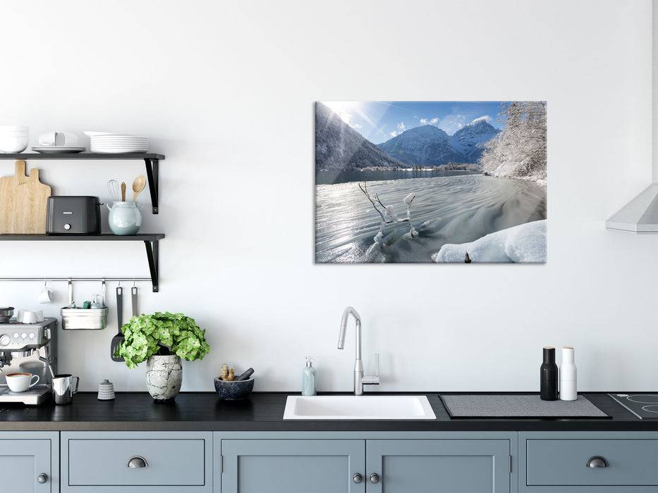 Pixxprint Winterlandschaft See, Glasbild Limitierter Zeitrabatt