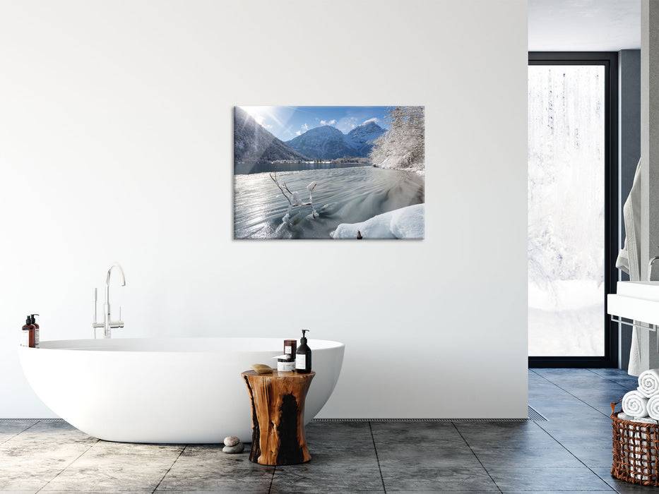 Pixxprint Winterlandschaft See, Glasbild Limitierter Zeitrabatt