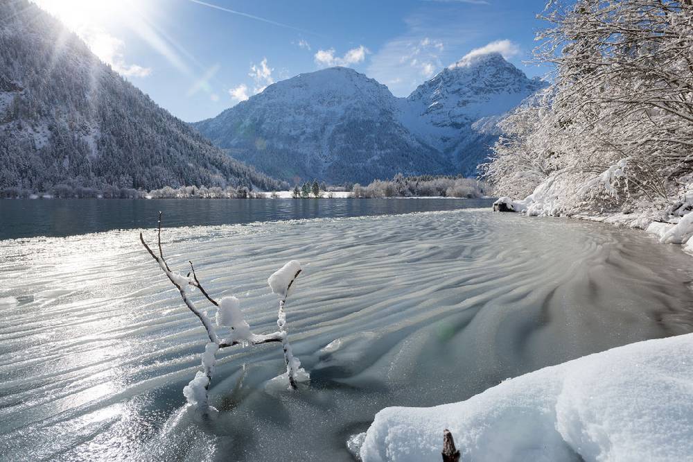 Pixxprint Winterlandschaft See, Glasbild Limitierter Zeitrabatt
