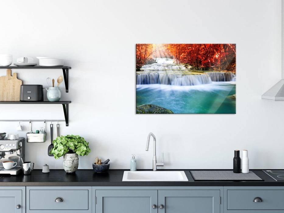 Pixxprint Bach in Herbstlandschaft, Glasbild Rabatt