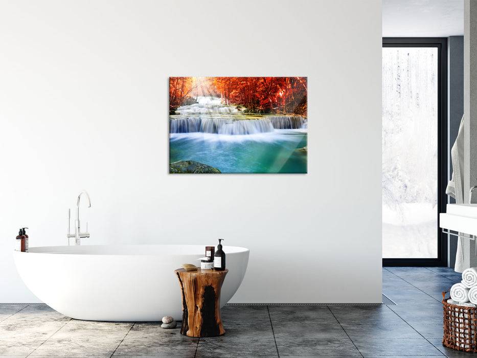 Pixxprint Bach in Herbstlandschaft, Glasbild Rabatt