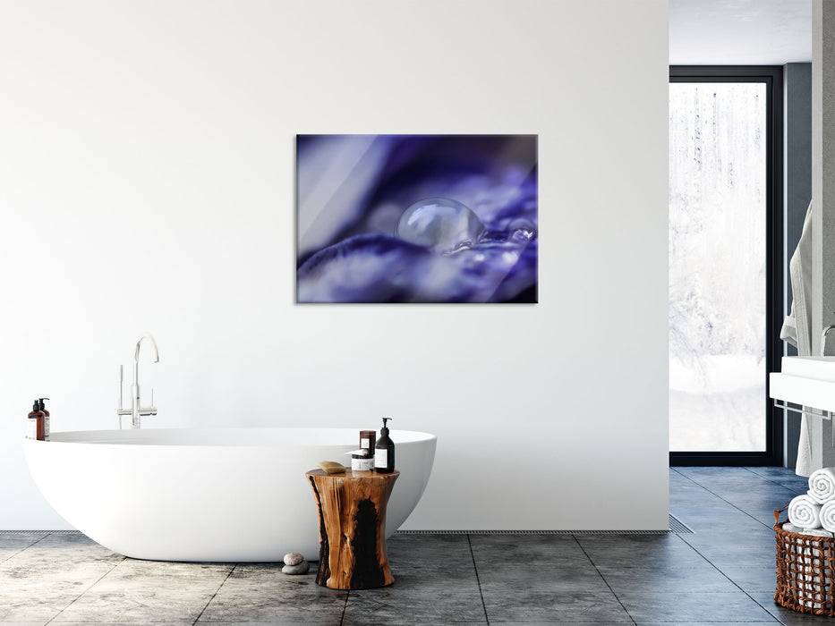 Pixxprint Nahaufnahme lila Wassertropfen, Glasbild Flash Sale