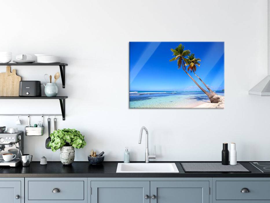 Pixxprint Palmen am Strand, Glasbild Black Friday
