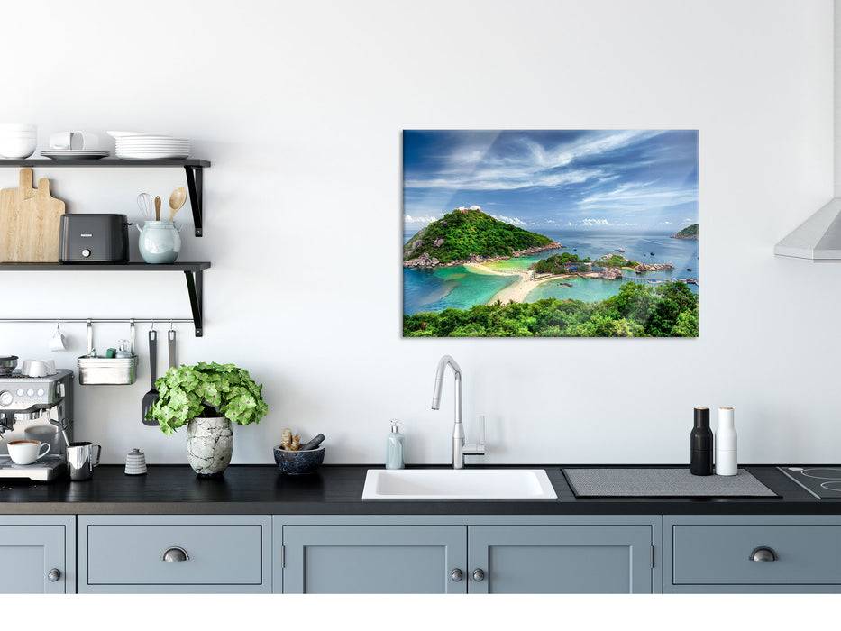 Pixxprint Meer mit Felsen, Glasbild Vatertagsangebot