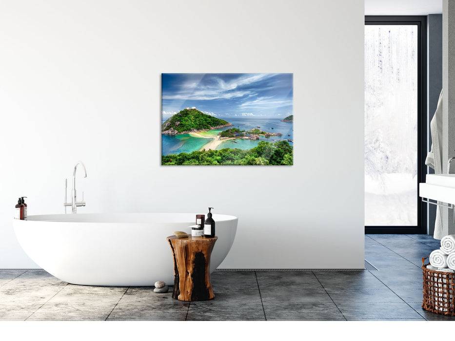 Pixxprint Meer mit Felsen, Glasbild Vatertagsangebot