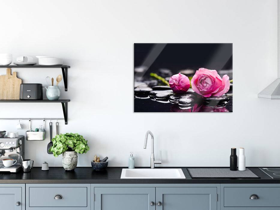 Pixxprint Rosa Rosenblüte Hintergrund, Glasbild Valentinstagsangebot