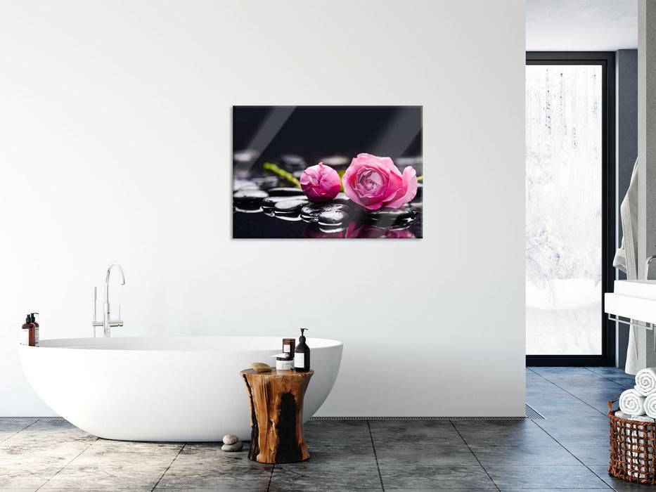 Pixxprint Rosa Rosenblüte Hintergrund, Glasbild Valentinstagsangebot