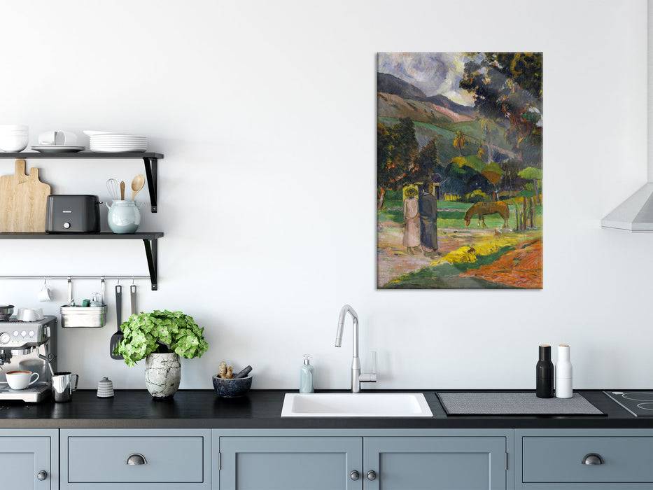 Pixxprint Paul Gauguin - Tahitische Landschaft , Glasbild Zeitlich begrenztes Angebot