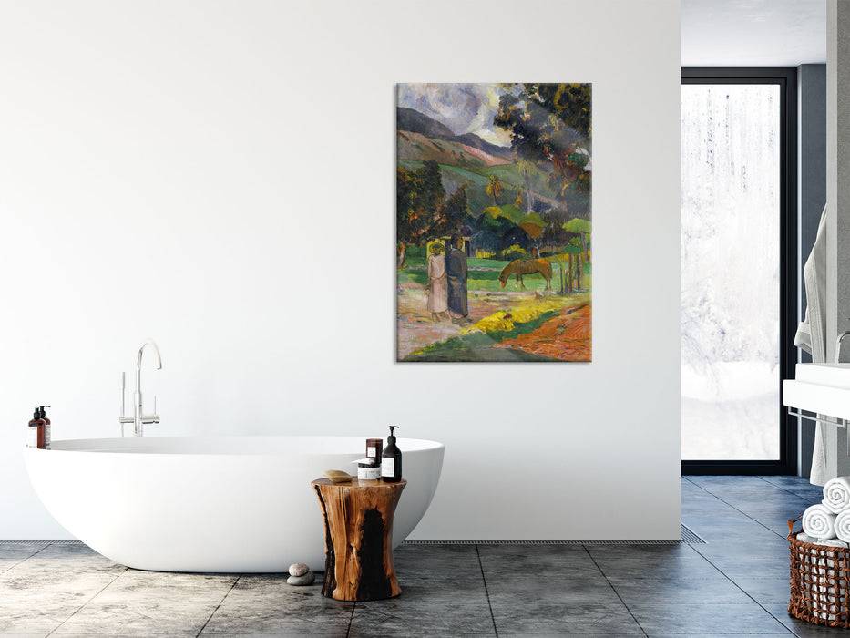 Pixxprint Paul Gauguin - Tahitische Landschaft , Glasbild Zeitlich begrenztes Angebot