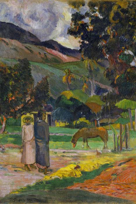 Pixxprint Paul Gauguin - Tahitische Landschaft , Glasbild Zeitlich begrenztes Angebot