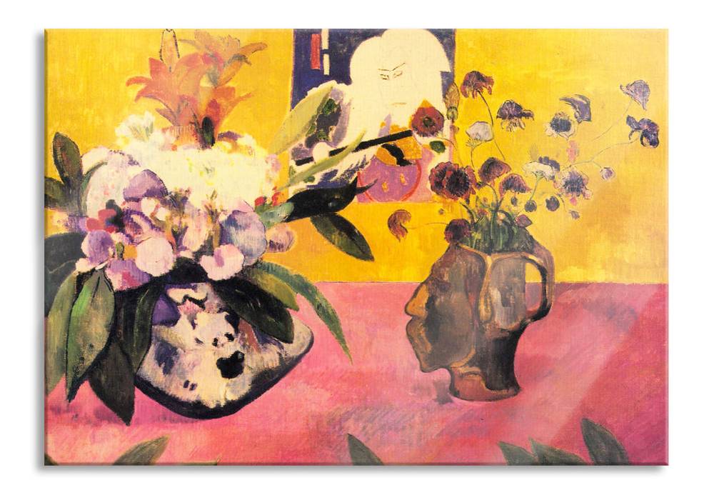 Pixxprint Paul Gauguin - Stillleben mit japanischer Grafik , Glasbild Blitzangebot